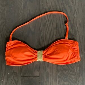 MICHAEL Michael Kors Vibrant Orange Bikini Top with Gold Detail